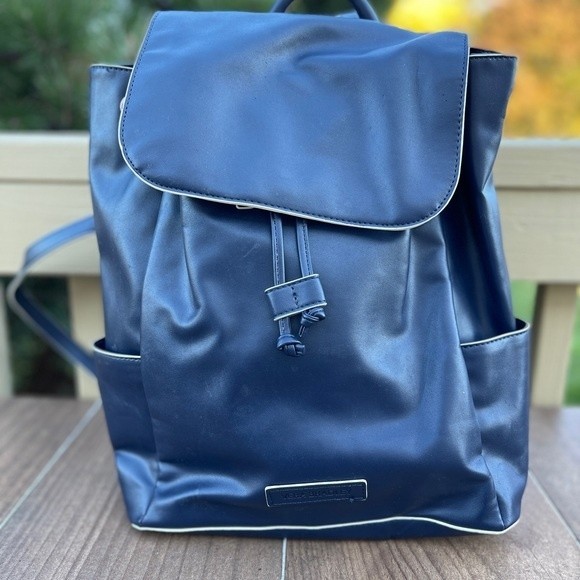 Vera Bradley Drawstring Backpack Classic Navy Blue Faux Leather main image 8
